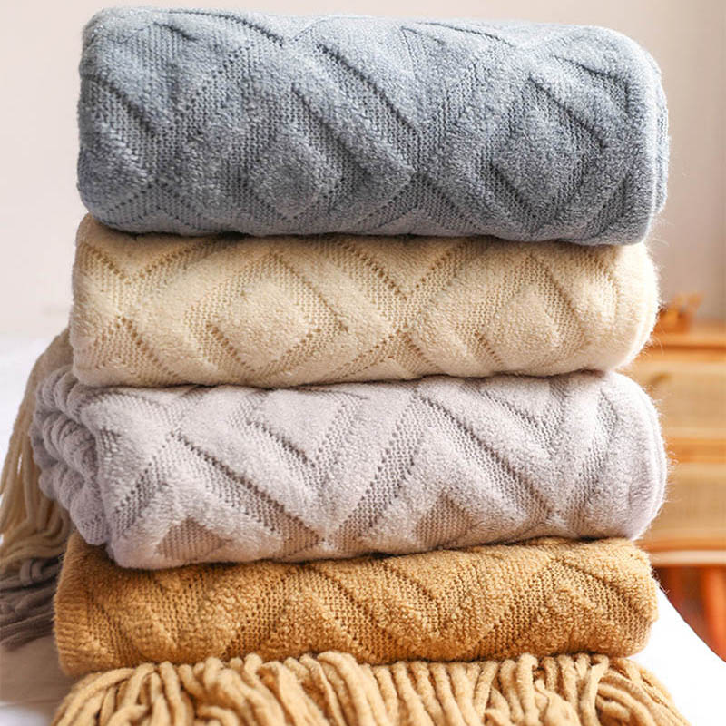 Throw Blanket Chunky Knit - Blanket for Beds Nordic Knitted Sofa