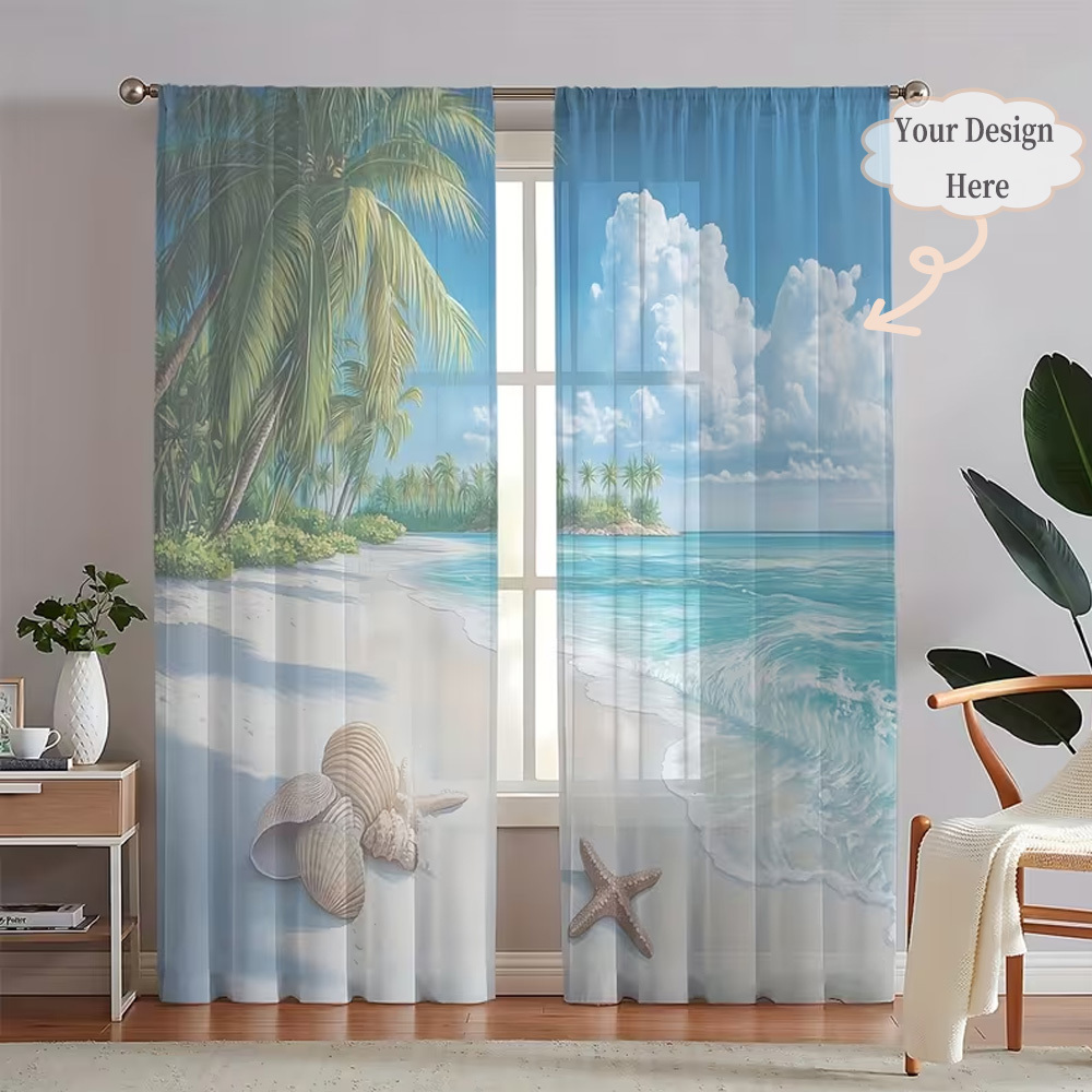 Your Home Textiles - Custom 2D Flat 2pcs Sheer Curtains,