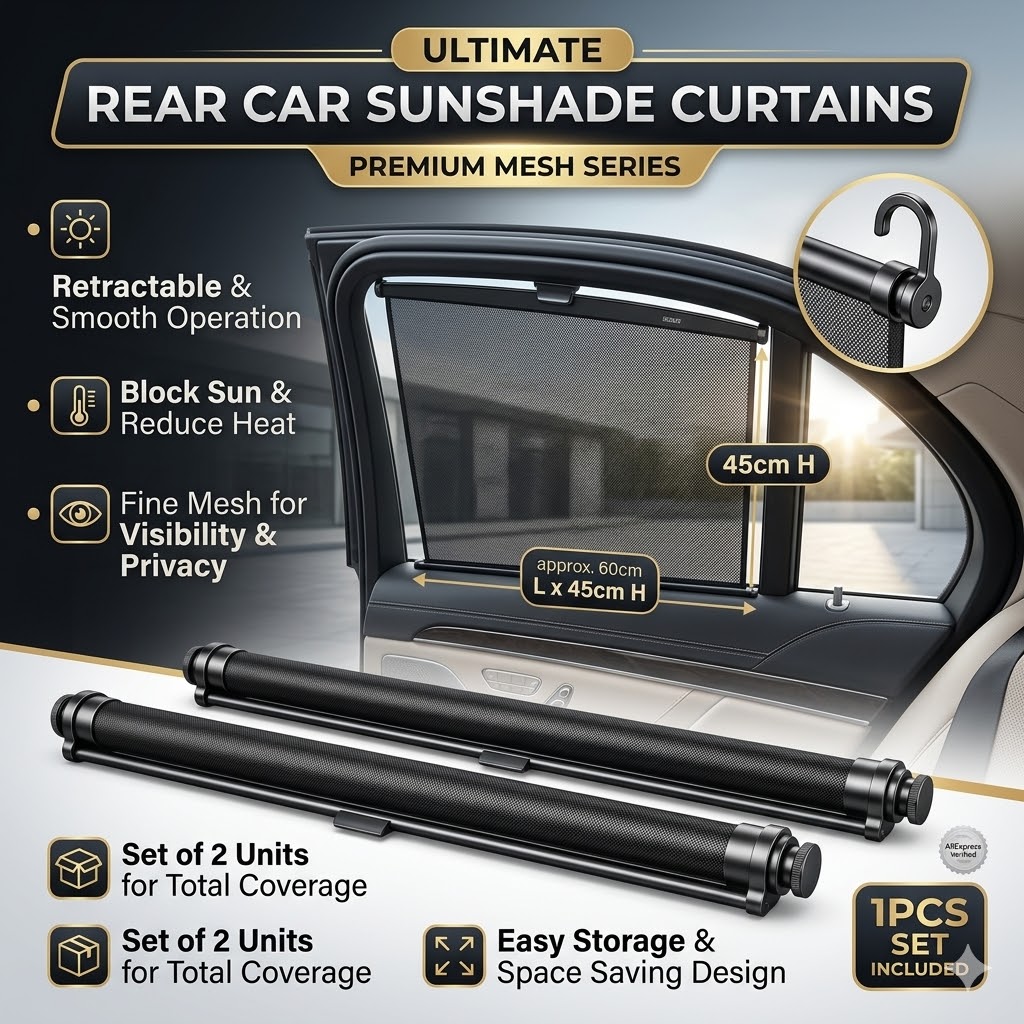Home Textiles Curtains - Universal Retractable Car Window Sunshade Mesh