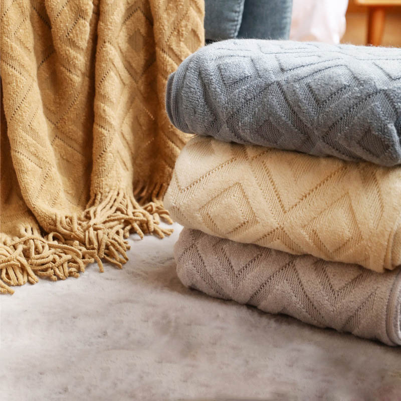 Blanket for Beds Nordic Knitte - Throw Blanket Chunky Knit ulasan dan harga