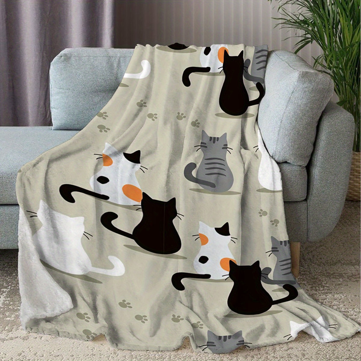 Blanket with a Cat Pattern, Pe - Your Home Textiles ulasan dan harga
