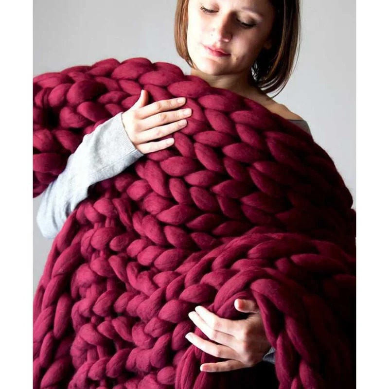 Fashion Chunky Wool Blanket Th - Throw Blanket Chunky Knit ulasan dan harga