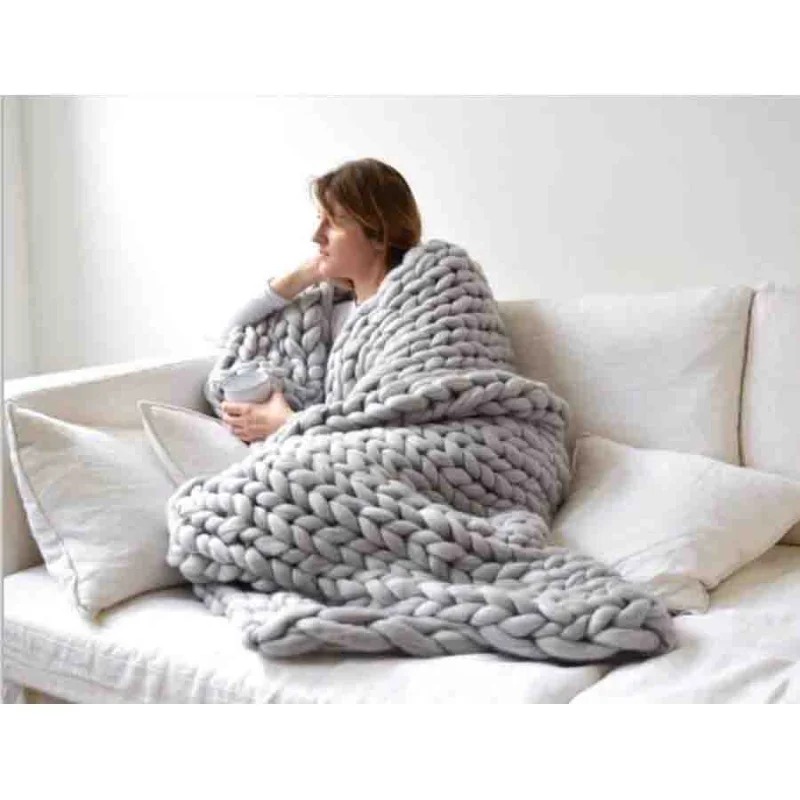 Fashion Chunky Wool Blanket Th - Throw Blanket Chunky Knit ulasan dan harga