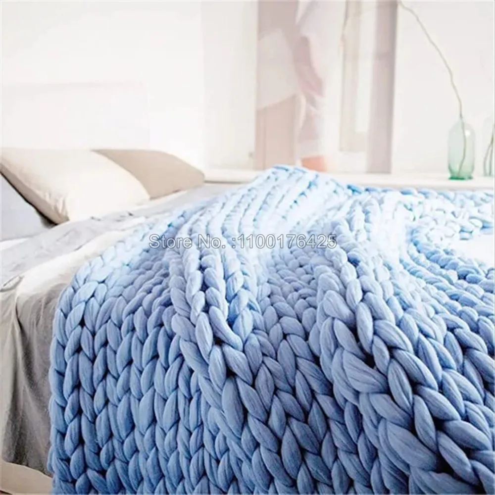 Grey Soft Knitted Blanket Wint - Throw Blanket Chunky Knit ulasan dan harga