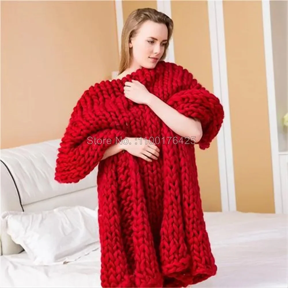Grey Soft Knitted Blanket Wint - Throw Blanket Chunky Knit ulasan dan harga