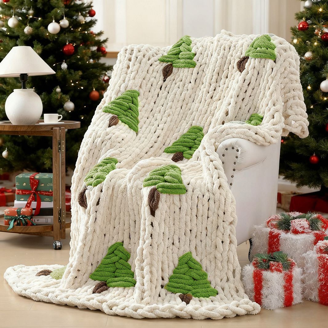Hand-knitted Blanket for Bed C - Throw Blanket Chunky Knit ulasan dan harga