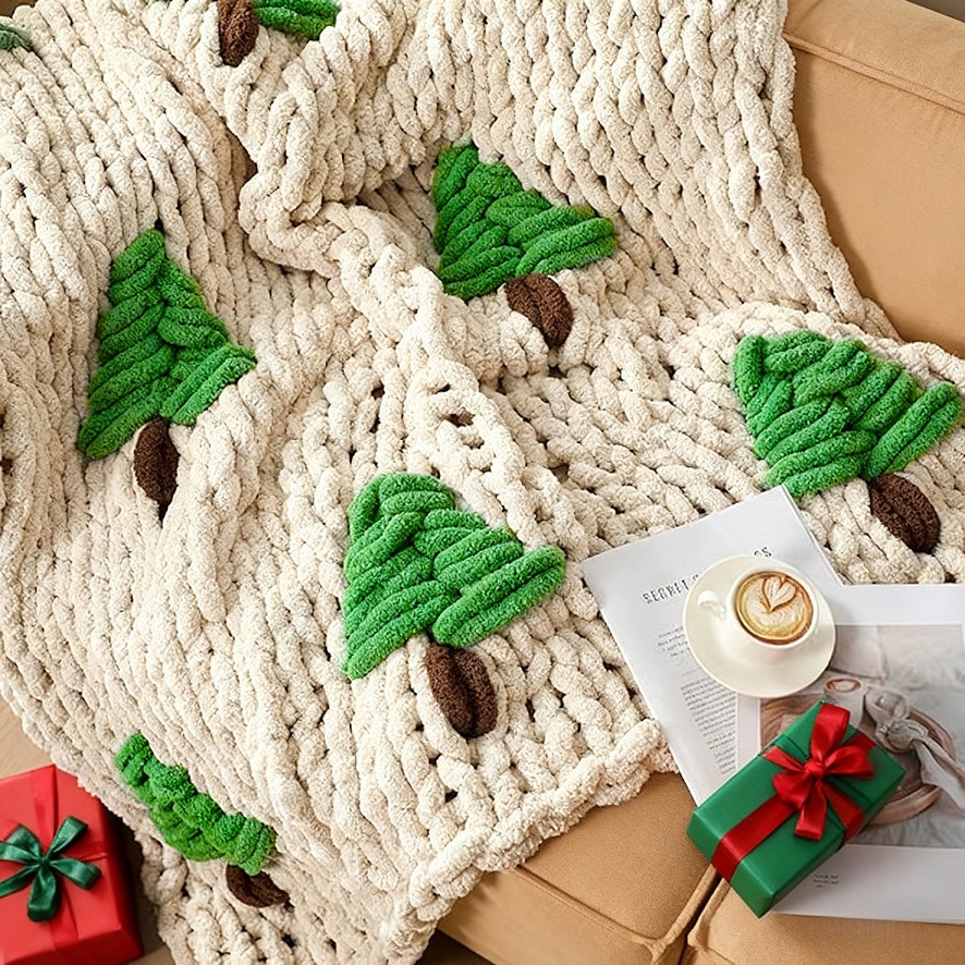 Hand-knitted Blanket for Bed C - Throw Blanket Chunky Knit ulasan dan harga