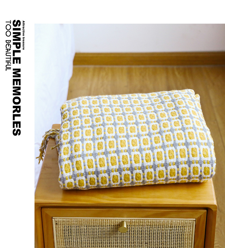 Mustard Yellow Nordic Knitted  - Throw Blanket Chunky Knit ulasan dan harga