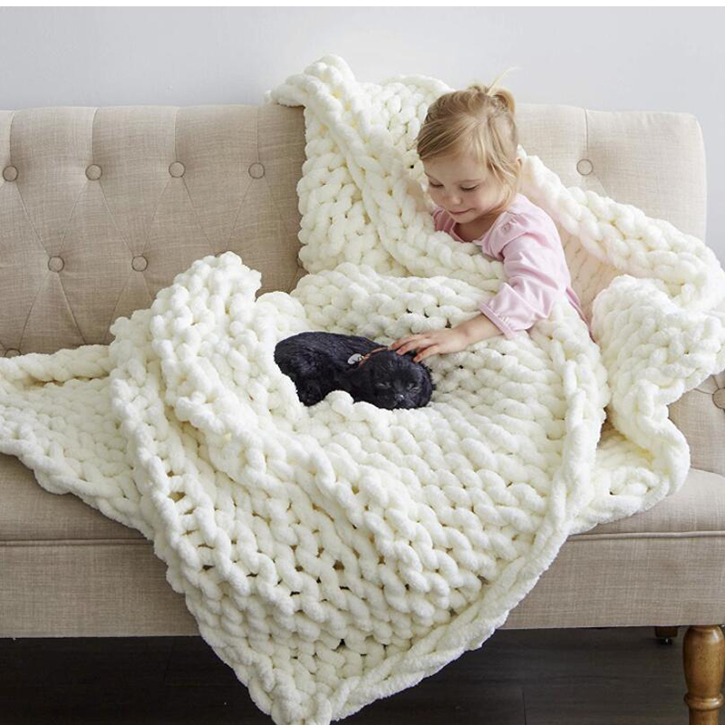 Hand Chunky Knitted Blanket Th - Throw Blanket Chunky Knit ulasan dan harga