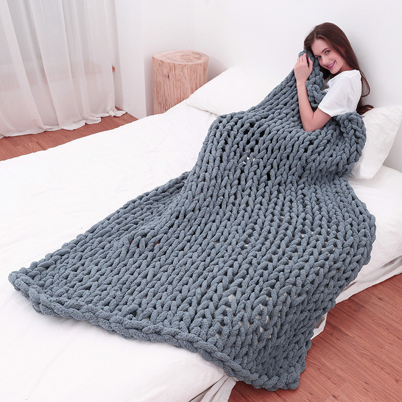 Hand Chunky Knitted Blanket Th - Throw Blanket Chunky Knit ulasan dan harga