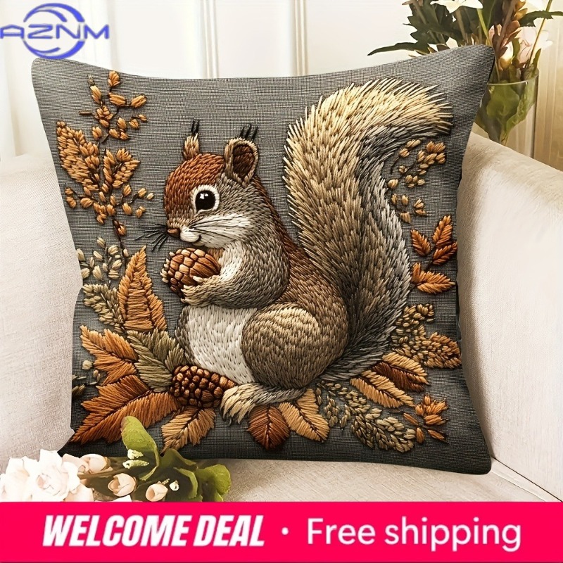 Squirrel Pillow Cover: Nature' - Your Home Textiles ulasan dan harga