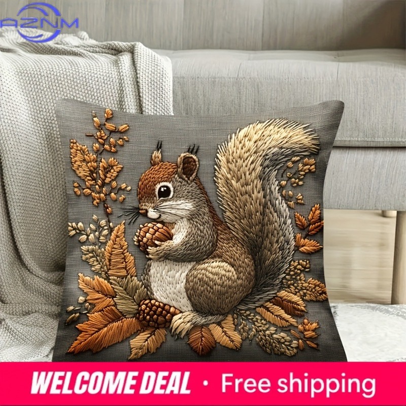Squirrel Pillow Cover: Nature' - Your Home Textiles ulasan dan harga