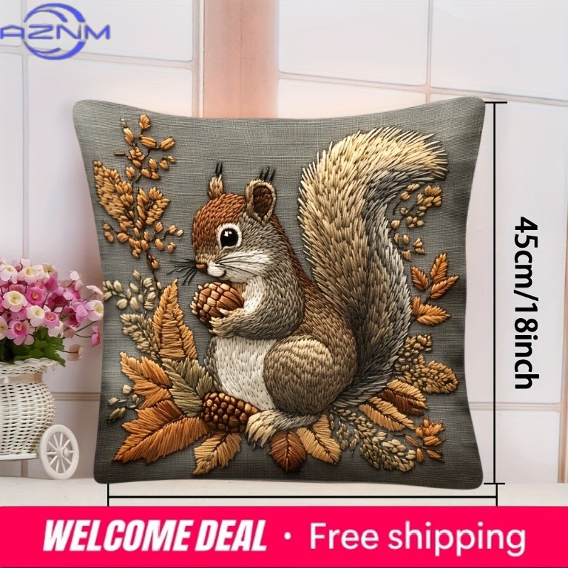 Squirrel Pillow Cover: Nature' - Your Home Textiles ulasan dan harga