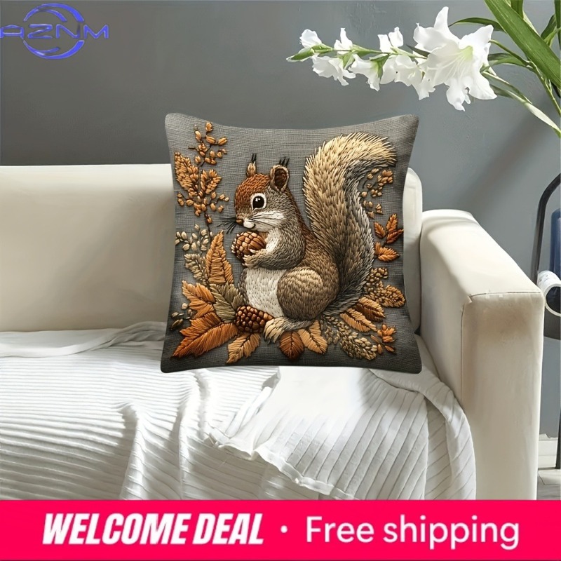Squirrel Pillow Cover: Nature' - Your Home Textiles ulasan dan harga