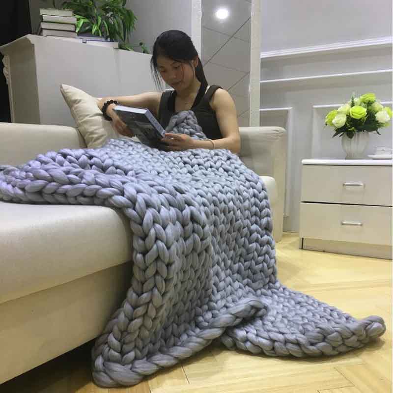 Fashion Hand Chunky Knitted Bl - Throw Blanket Chunky Knit ulasan dan harga