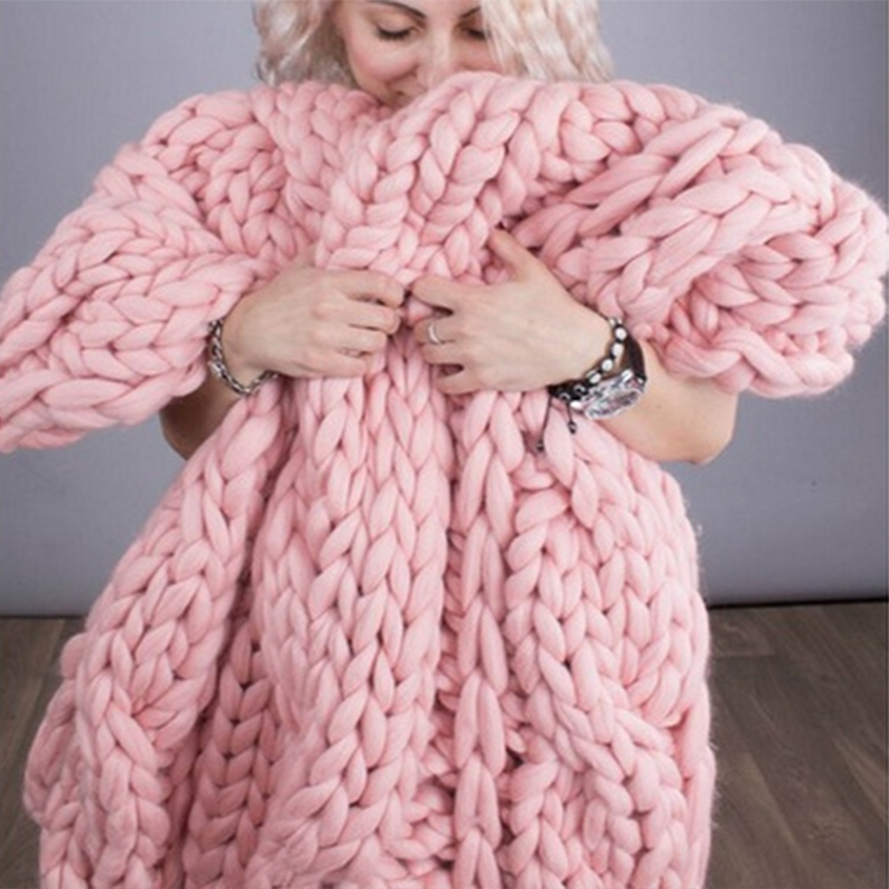 Fashion Hand Chunky Knitted Bl - Throw Blanket Chunky Knit ulasan dan harga