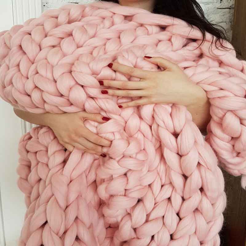 Fashion Hand Chunky Knitted Bl - Throw Blanket Chunky Knit ulasan dan harga
