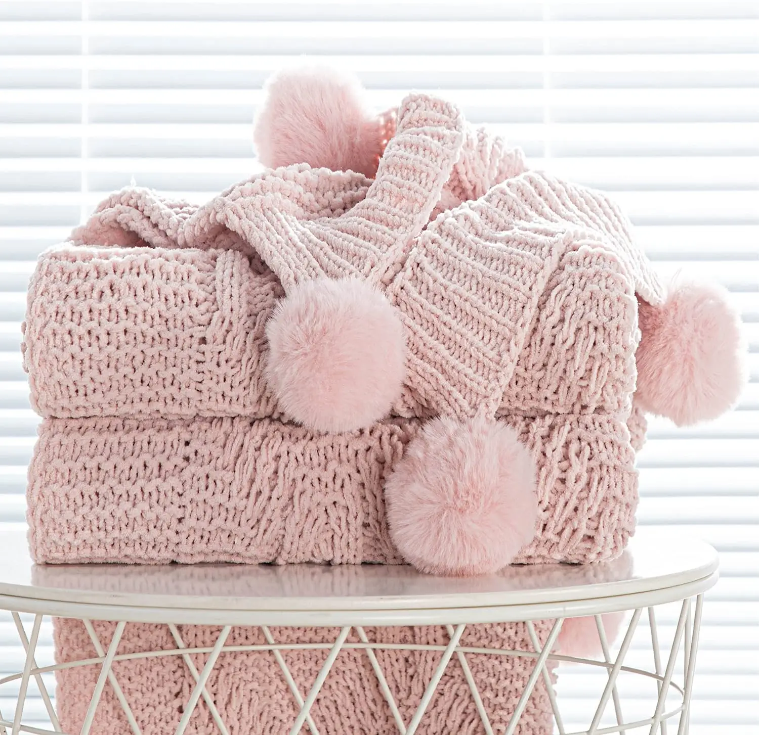Luxury Chunky Knit Blanket wit - Throw Blanket Chunky Knit ulasan dan harga