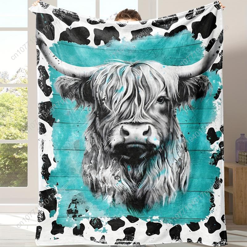 Cozy Soft Highland Cow Flannel - Throw Blanket Chunky Knit ulasan dan harga