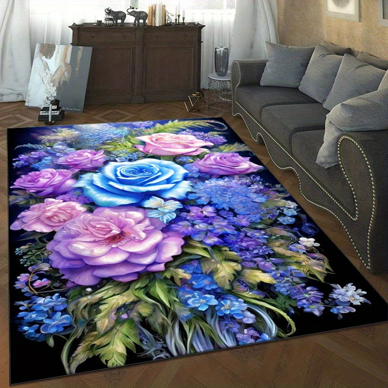 Floral rug with blue and purpl - Your Home Textiles ulasan dan harga
