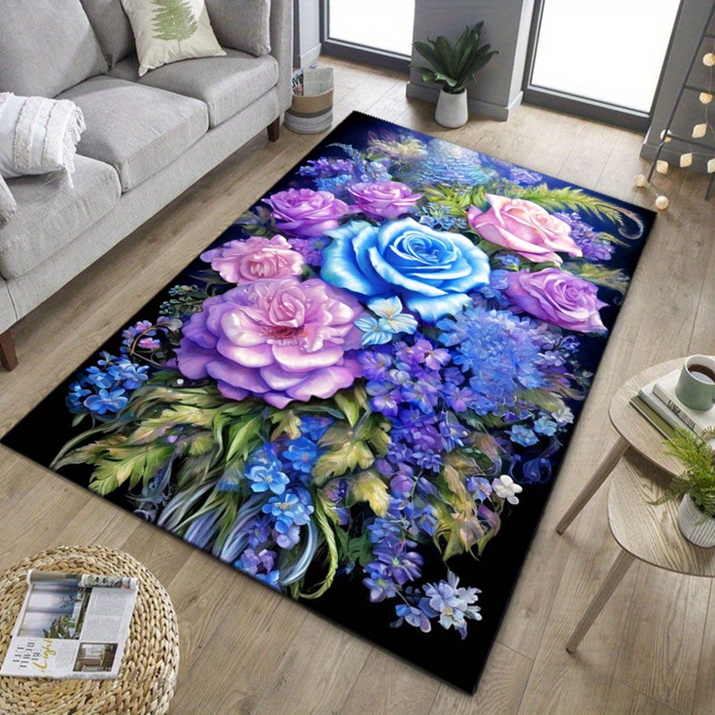 Floral rug with blue and purpl - Your Home Textiles ulasan dan harga