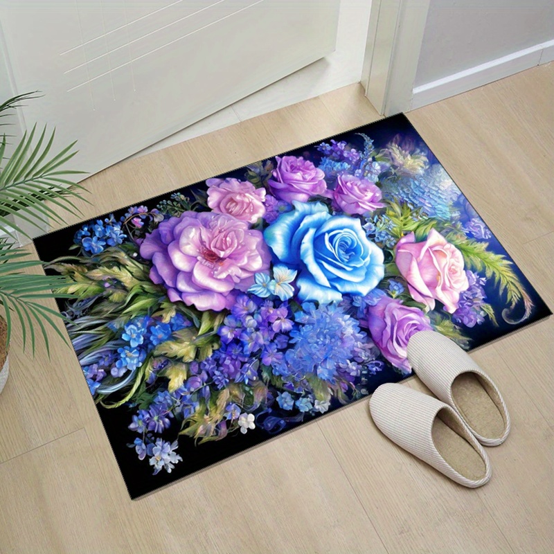 Floral rug with blue and purpl - Your Home Textiles ulasan dan harga