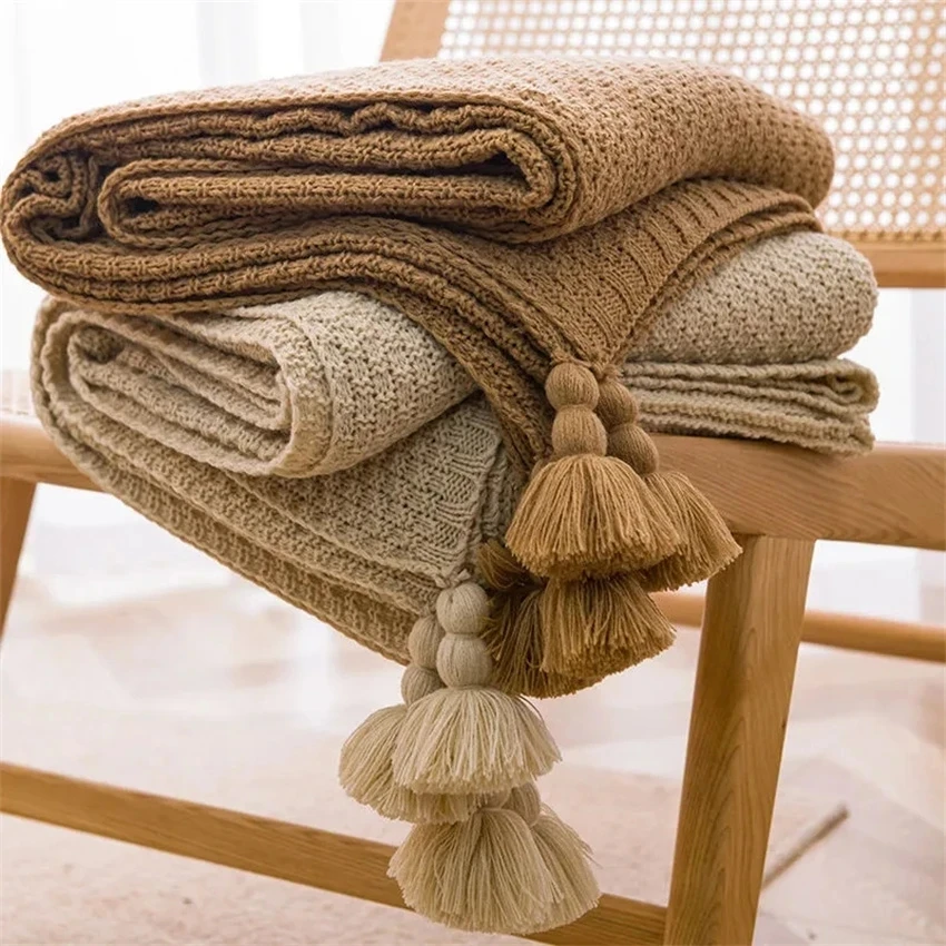 Nordic Blankets for Bed Sofa C - Throw Blanket Chunky Knit ulasan dan harga