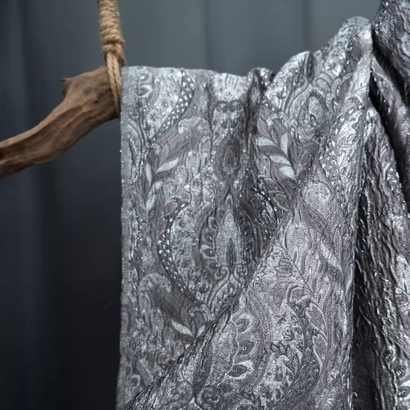 Gray Court Style Shiny Jacquar - Home Textiles Curtains ulasan dan harga