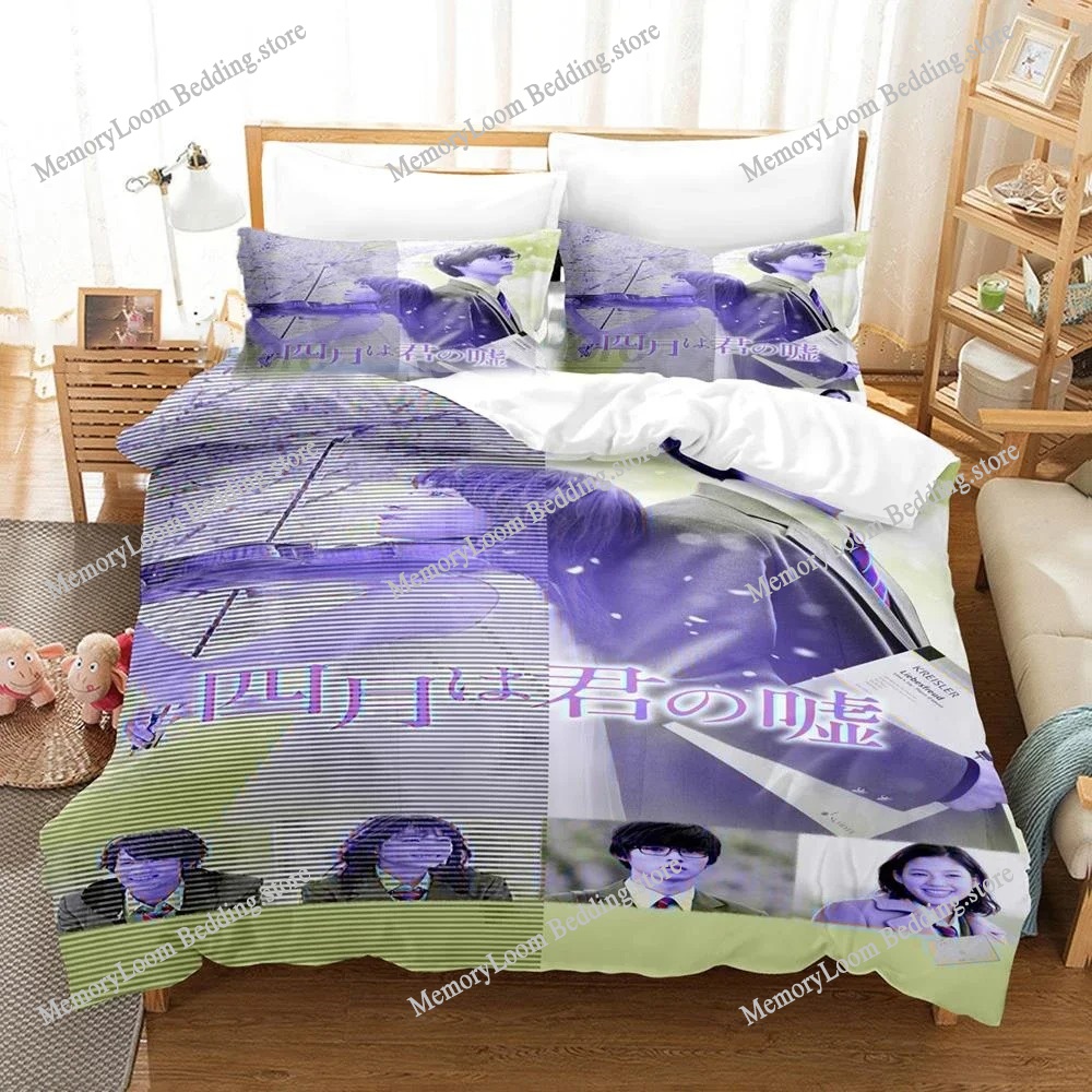 3D Anime Your Lie in April Bed - Your Home Textiles ulasan dan harga