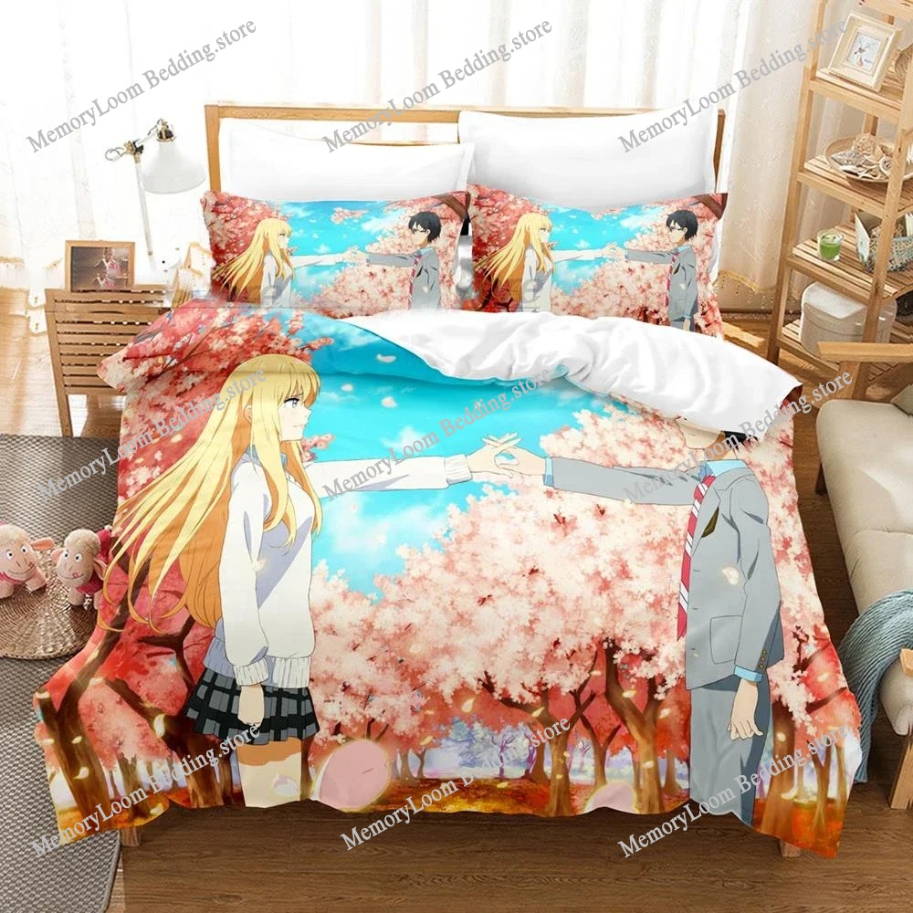 3D Anime Your Lie in April Bed - Your Home Textiles ulasan dan harga