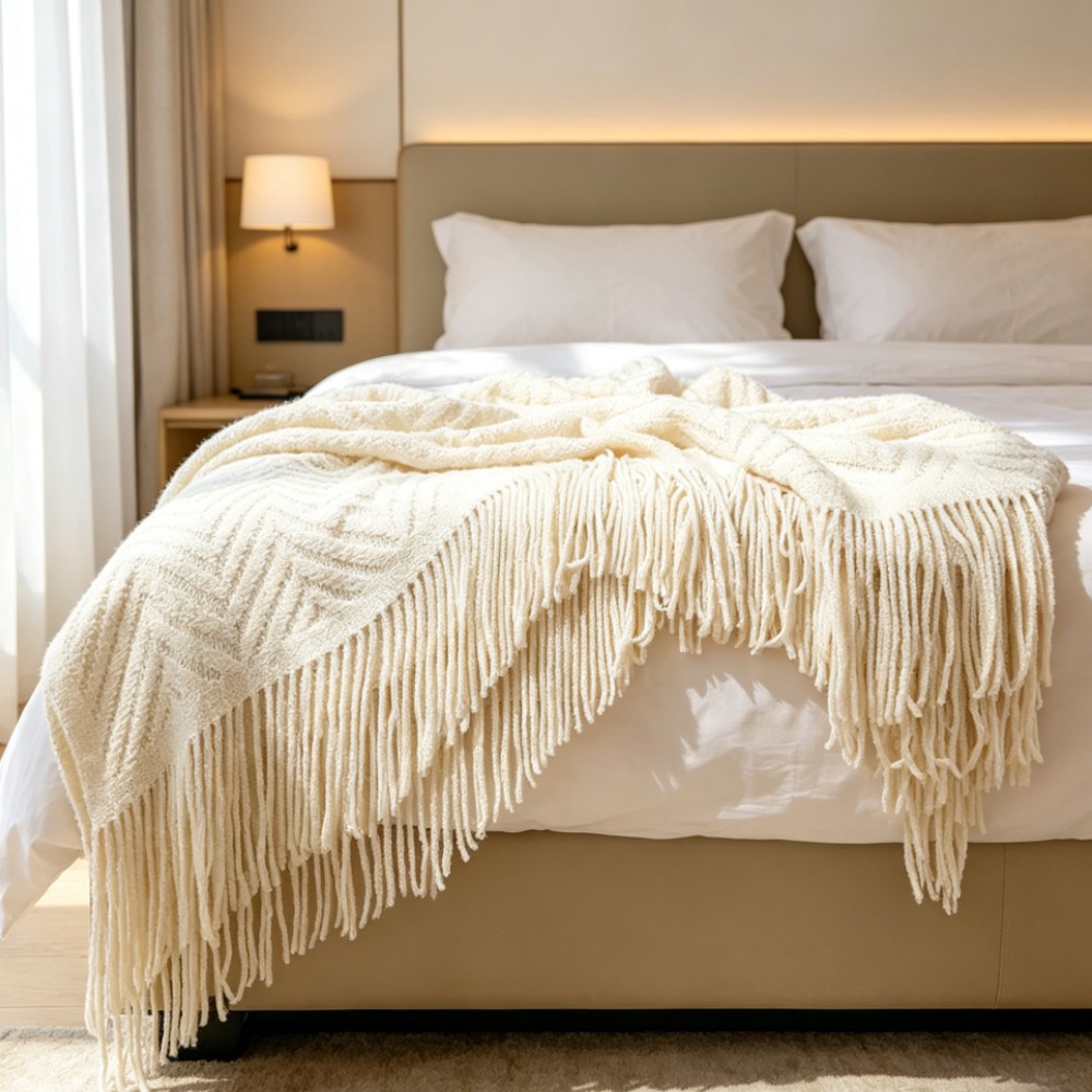 Luxury Chunky Cream Throw Blan - Throw Blanket Chunky Knit ulasan dan harga