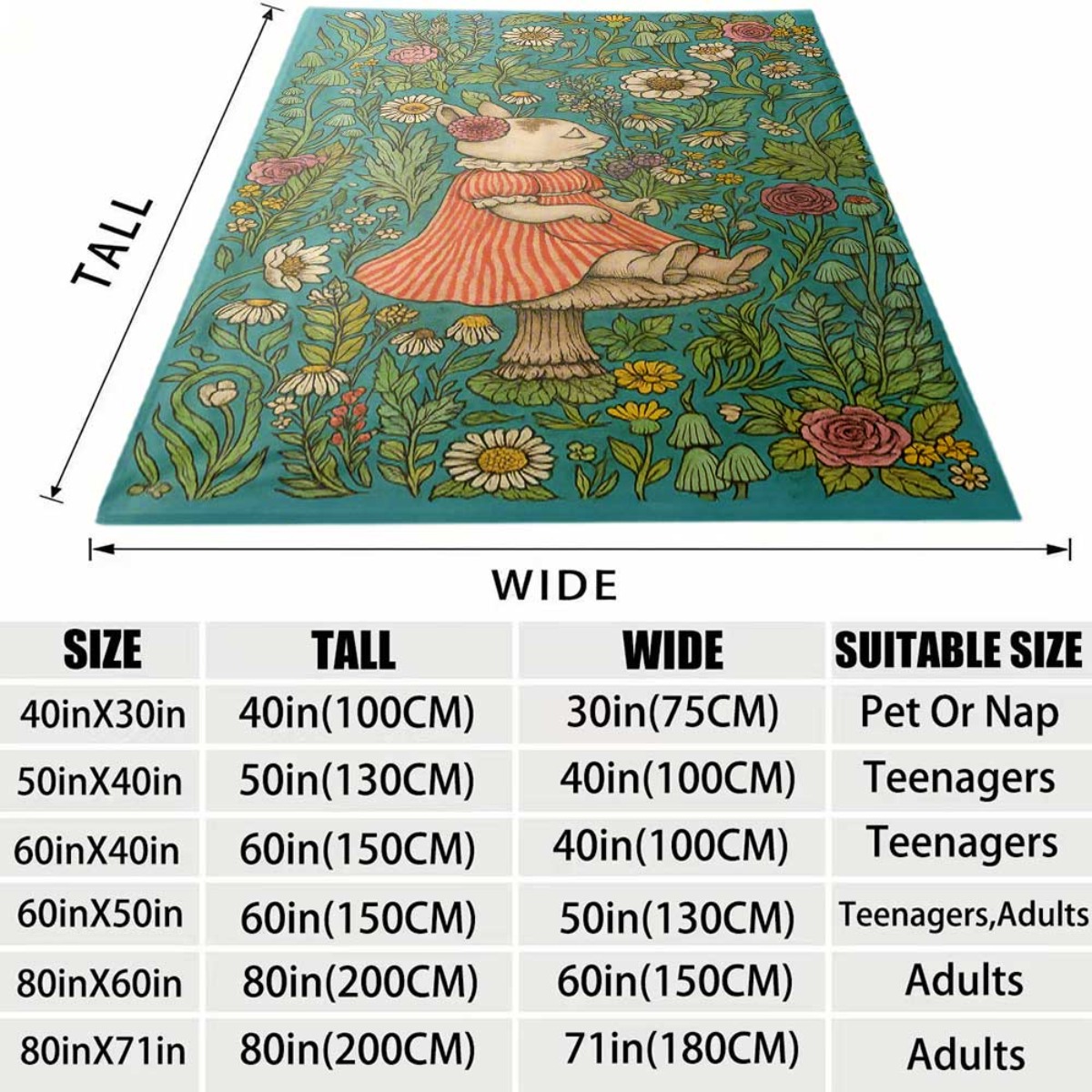 Whimsical Floral Rabbit Throw  - Throw Blanket Chunky Knit ulasan dan harga