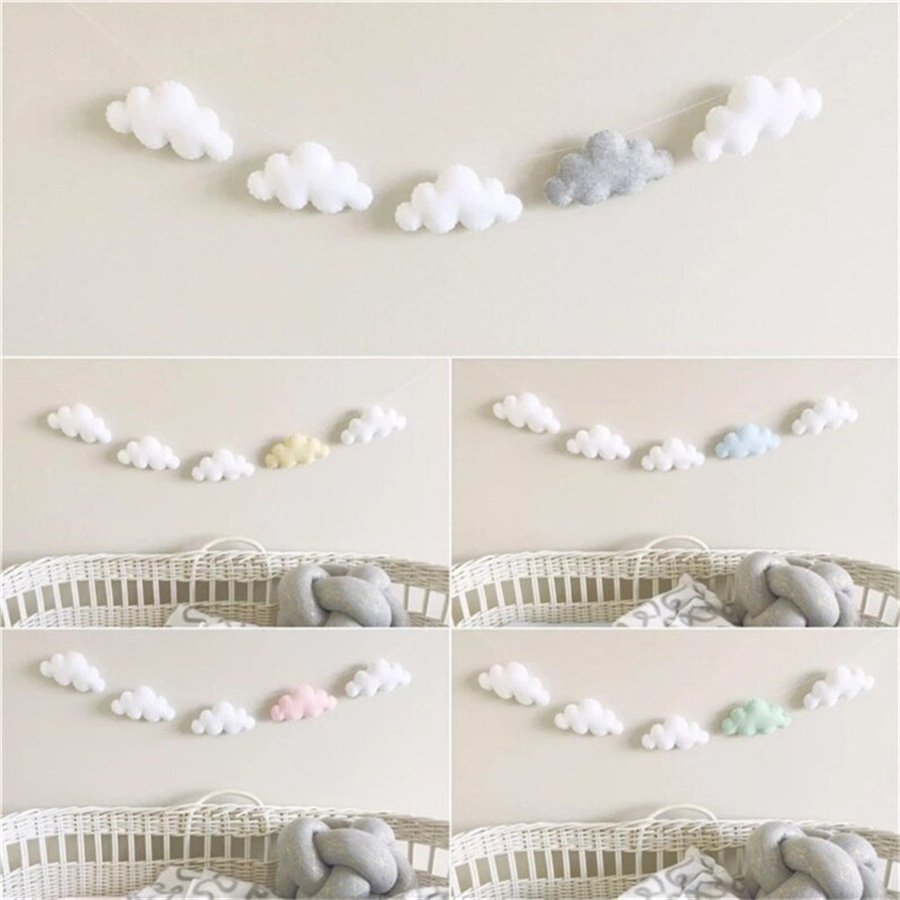 Nordic Felt Cloud Garlands Str - Home Textiles Curtains ulasan dan harga
