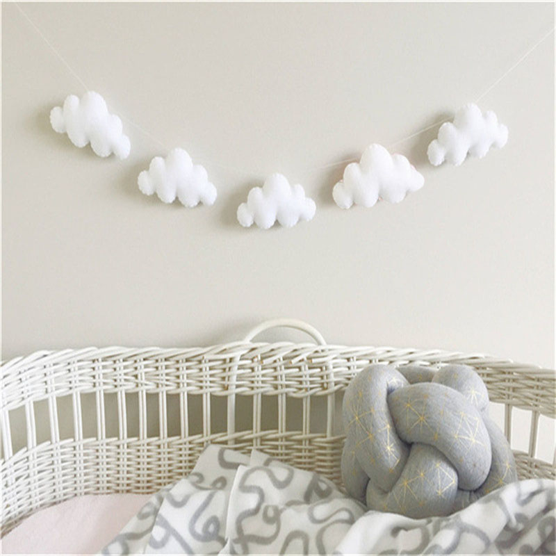 Nordic Felt Cloud Garlands Str - Home Textiles Curtains ulasan dan harga